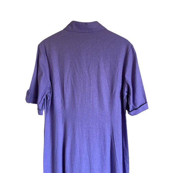 NWOT Serengeti Catalog Rayon Linen Blend Purple Button Front Shirt Dress Maxi Sh - Picture 5 of 9